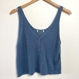 Oak &Fo rt Button Front Knit Tank Top Small Minimalist Parisian Capsule Layering